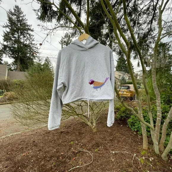 Handmade Bird Cropped Sweatshirt Small - Picture 3 of 7